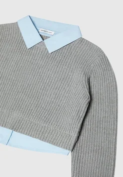 Knitted Jumper With Shirt Detail
