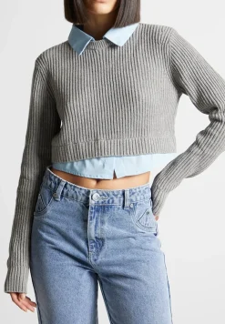 Knitted Jumper With Shirt Detail