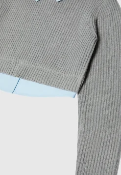 Knitted Jumper With Shirt Detail