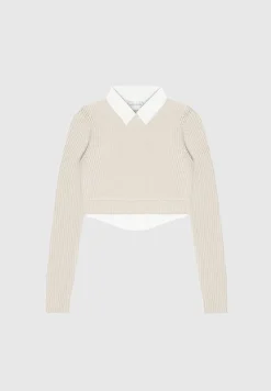 Knitted Jumper With Shirt Detail