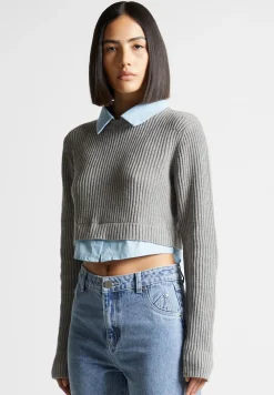 Knitted Jumper With Shirt Detail
