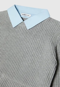 Knitted Jumper With Shirt Detail