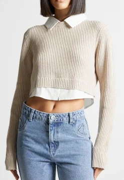 Knitted Jumper With Shirt Detail