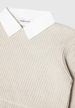 Knitted Jumper With Shirt Detail