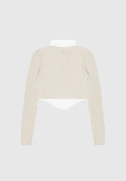 Knitted Jumper With Shirt Detail