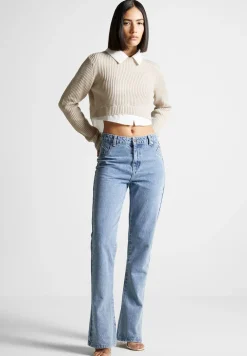 Knitted Jumper With Shirt Detail