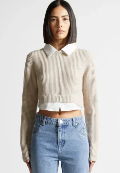 Knitted Jumper With Shirt Detail