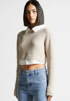 Knitted Jumper With Shirt Detail