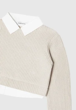 Knitted Jumper With Shirt Detail