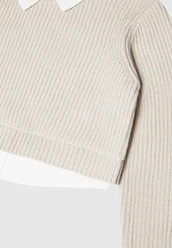 Knitted Jumper With Shirt Detail