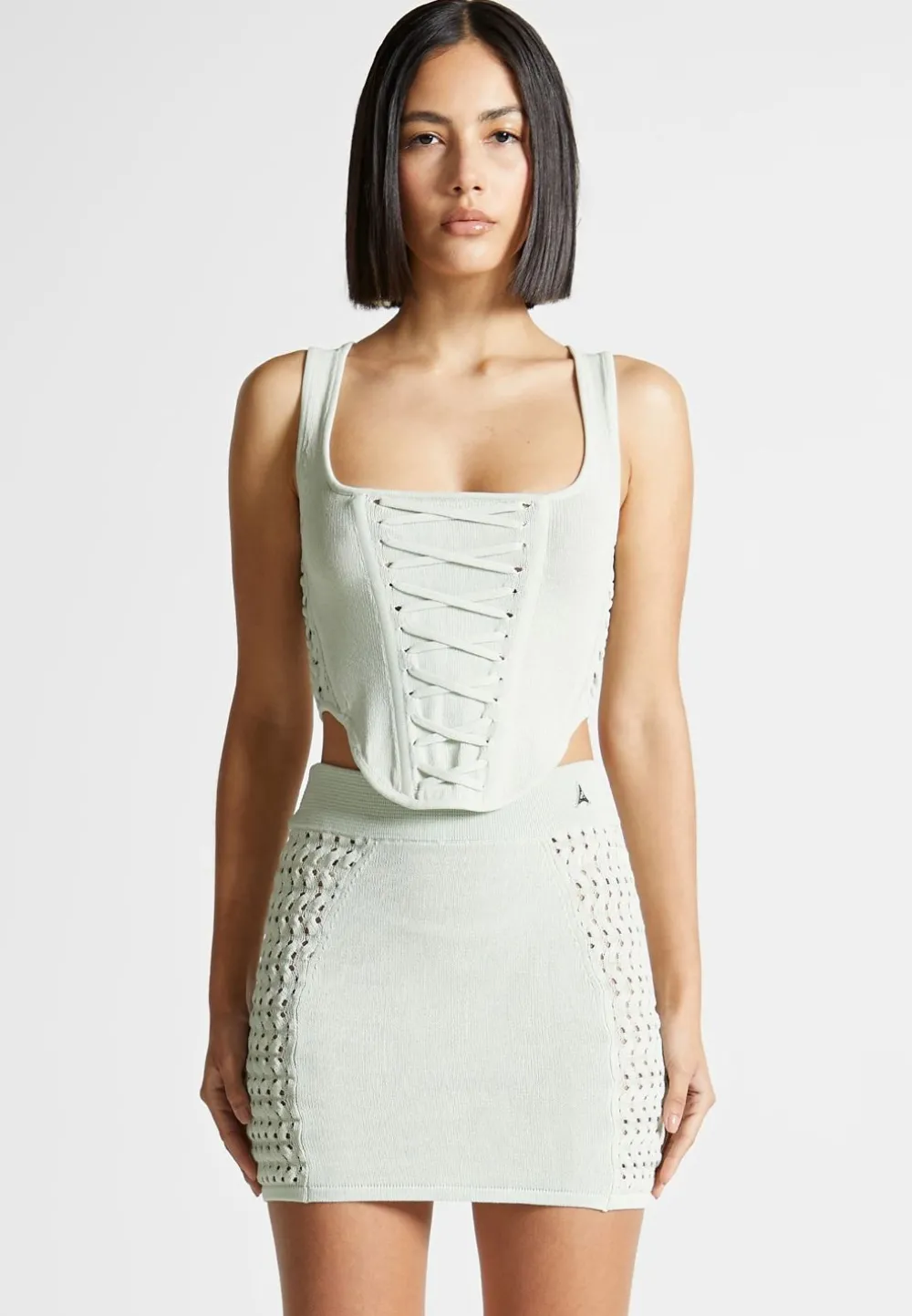 Knitted Lace Up Corset Top