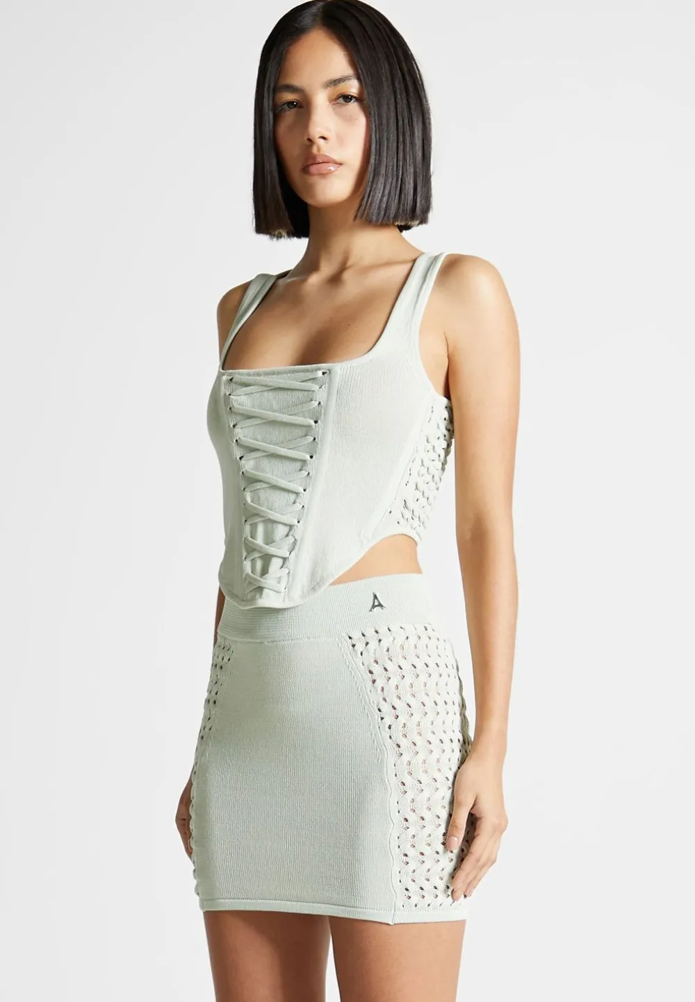 Knitted Lace Up Corset Top