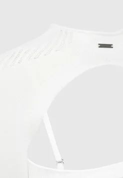 Knitted Sleeve Overlay With Bralette - White