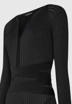 Knitted Two Tone Jumpsuit With Belt