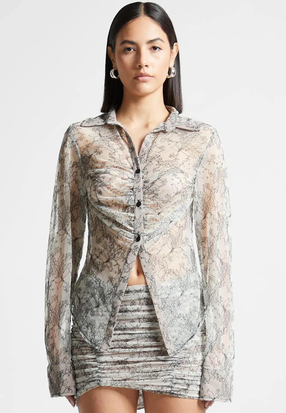 Lace Mesh Contour Shirt