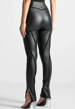 Matte Vegan Leather Contour Leggings