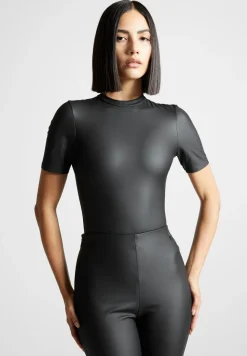 Matte Vegan Leather Tee Bodysuit