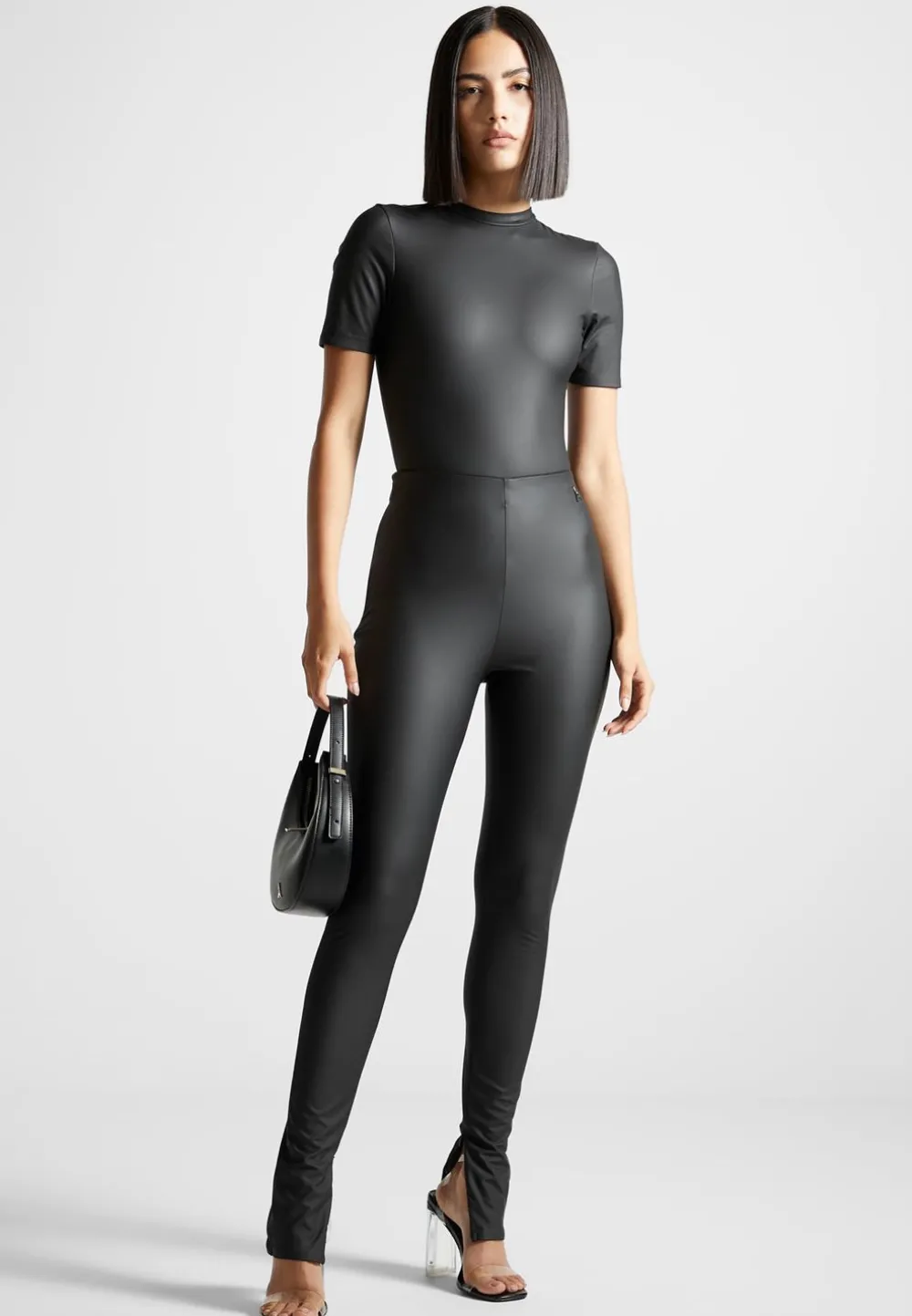 Matte Vegan Leather Tee Bodysuit