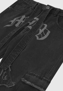 Mdv Rhinestone Eiffel Patch Jeans