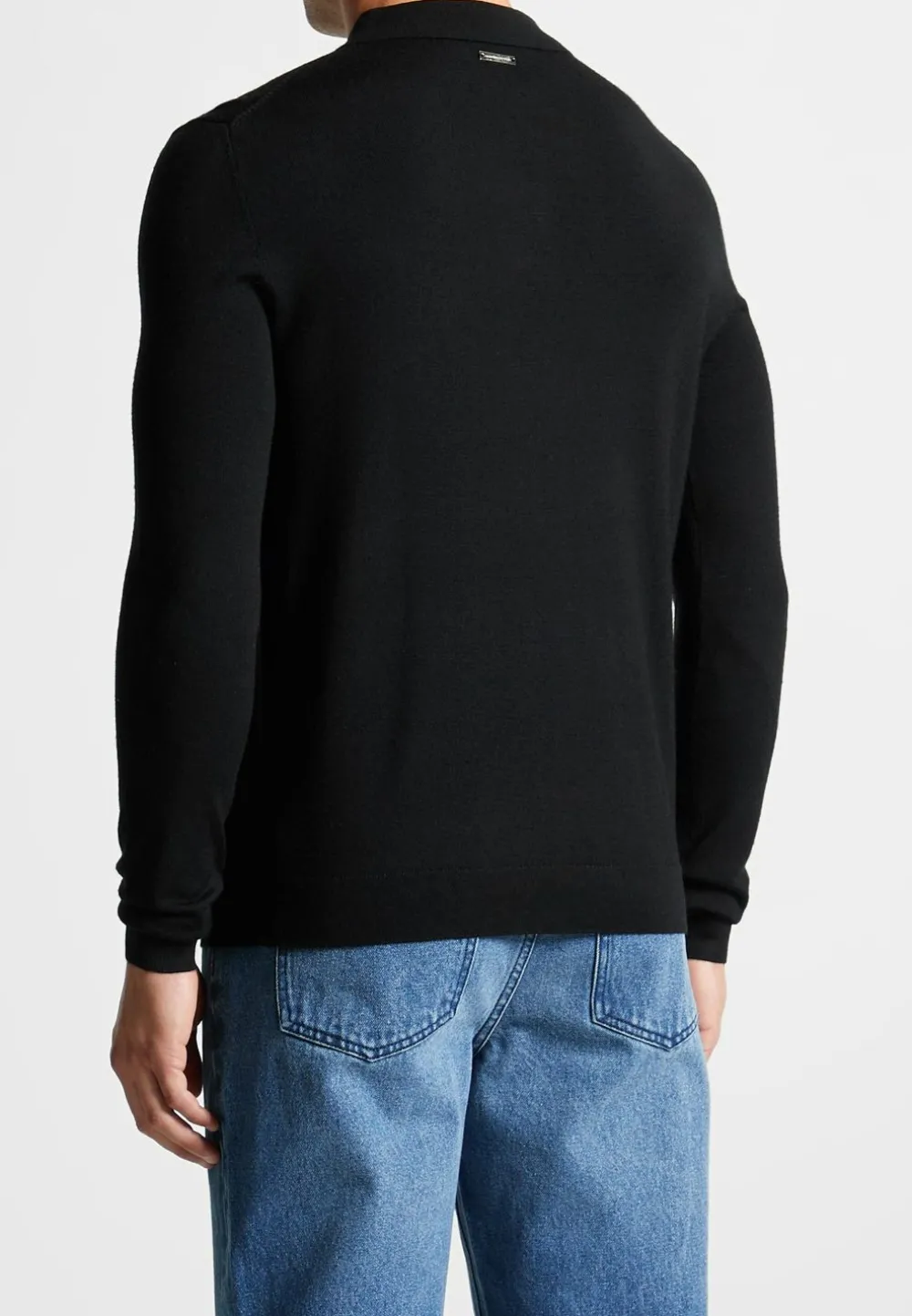 Merino Wool Long Sleeve Polo Top With Zip