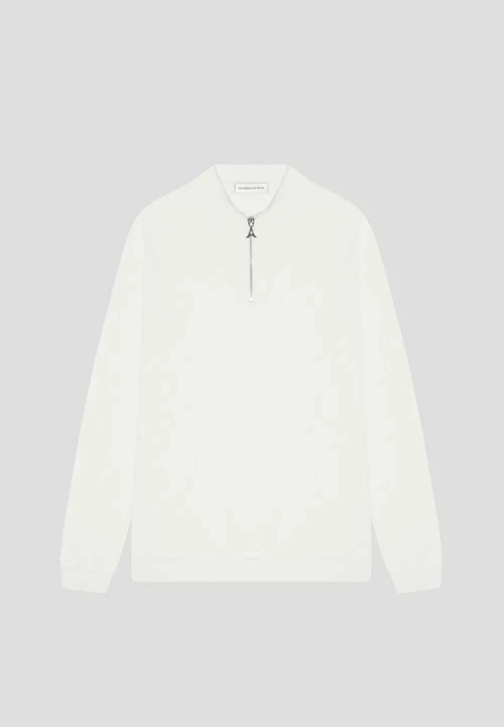 Merino Wool Long Sleeve Polo Top With Zip