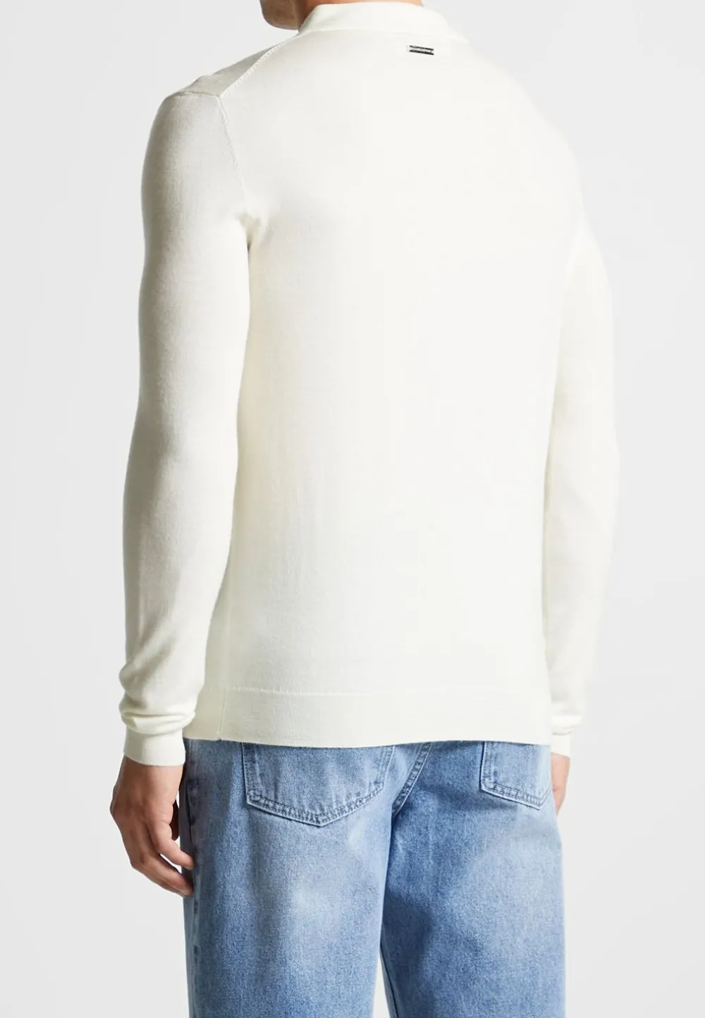 Merino Wool Long Sleeve Polo Top With Zip