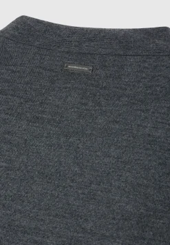 Merino Wool Long Sleeve Polo Top With Zip