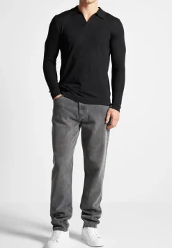 Merino Wool Long Sleeve Revere Polo Shirt