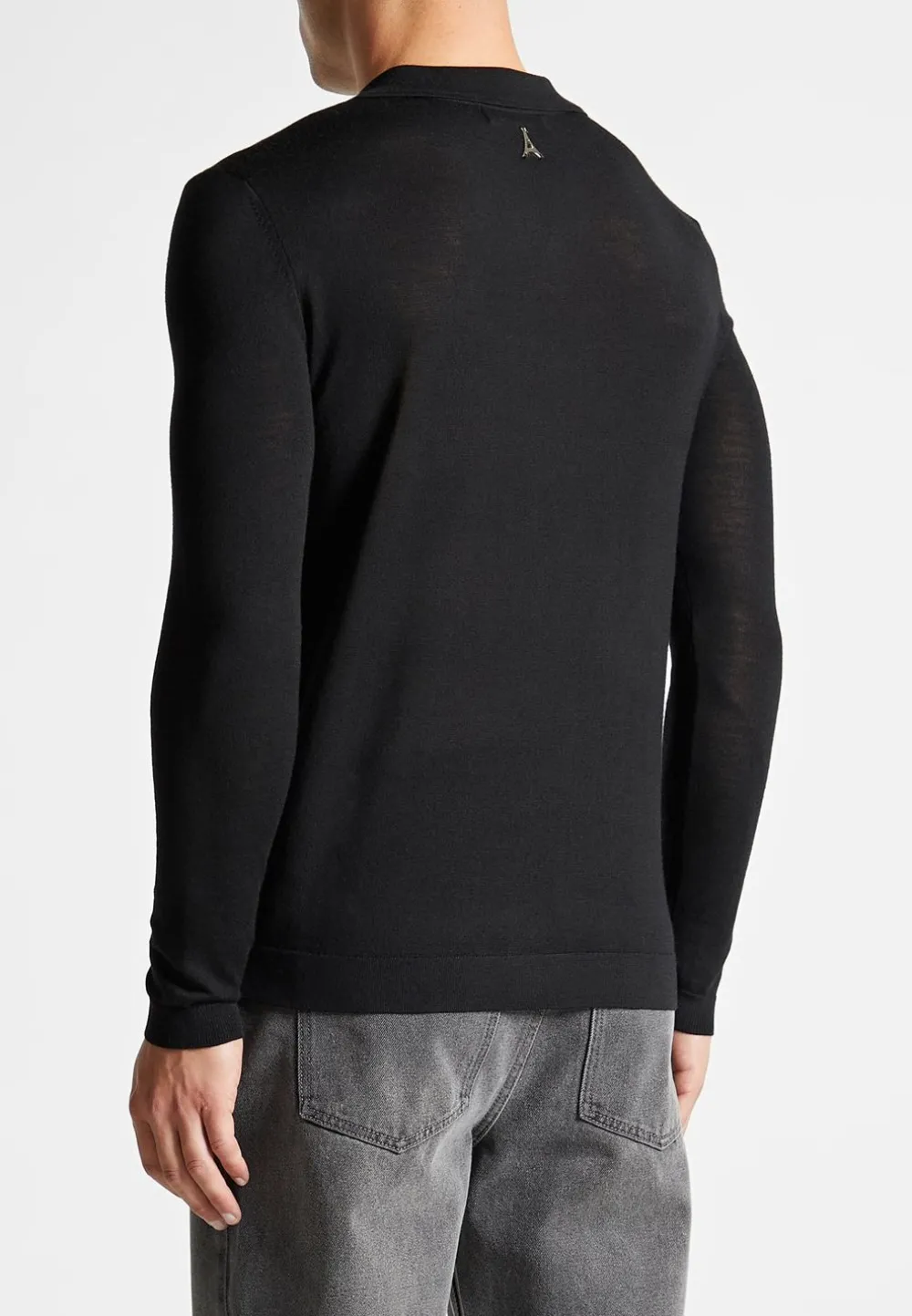 Merino Wool Long Sleeve Revere Polo Shirt