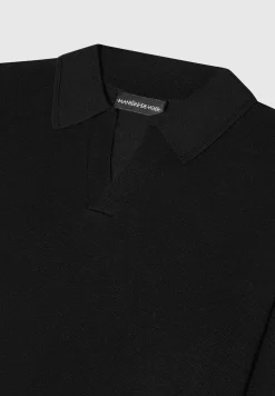 Merino Wool Long Sleeve Revere Polo Shirt