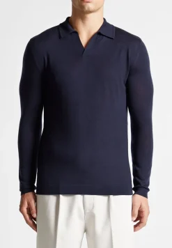 Merino Wool Long Sleeve Revere Polo Shirt