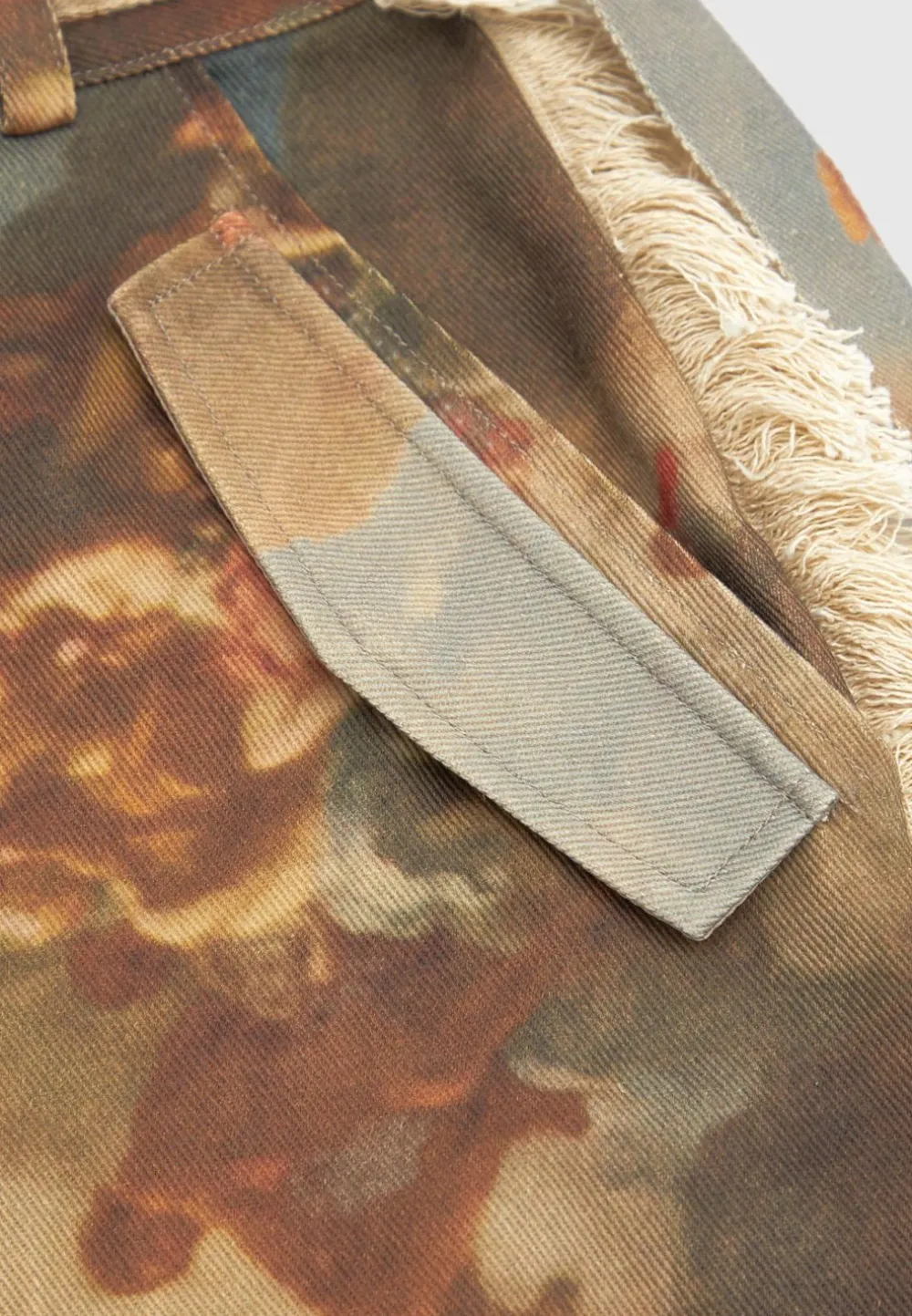 Mid Rise Art Cargo Pants With Tassels