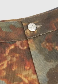 Mid Rise Art Cargo Pants With Tassels