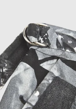 Mid Rise Camo And Denim Cargo Pants