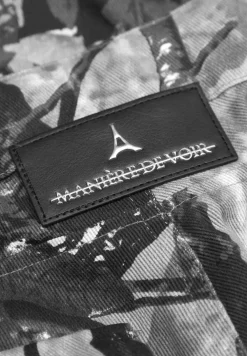 Mid Rise Camo And Denim Cargo Pants