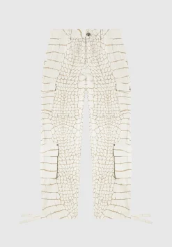 Mid Rise Croc Print Cargo Pants