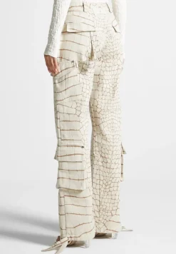 Mid Rise Croc Print Cargo Pants