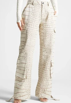Mid Rise Croc Print Cargo Pants