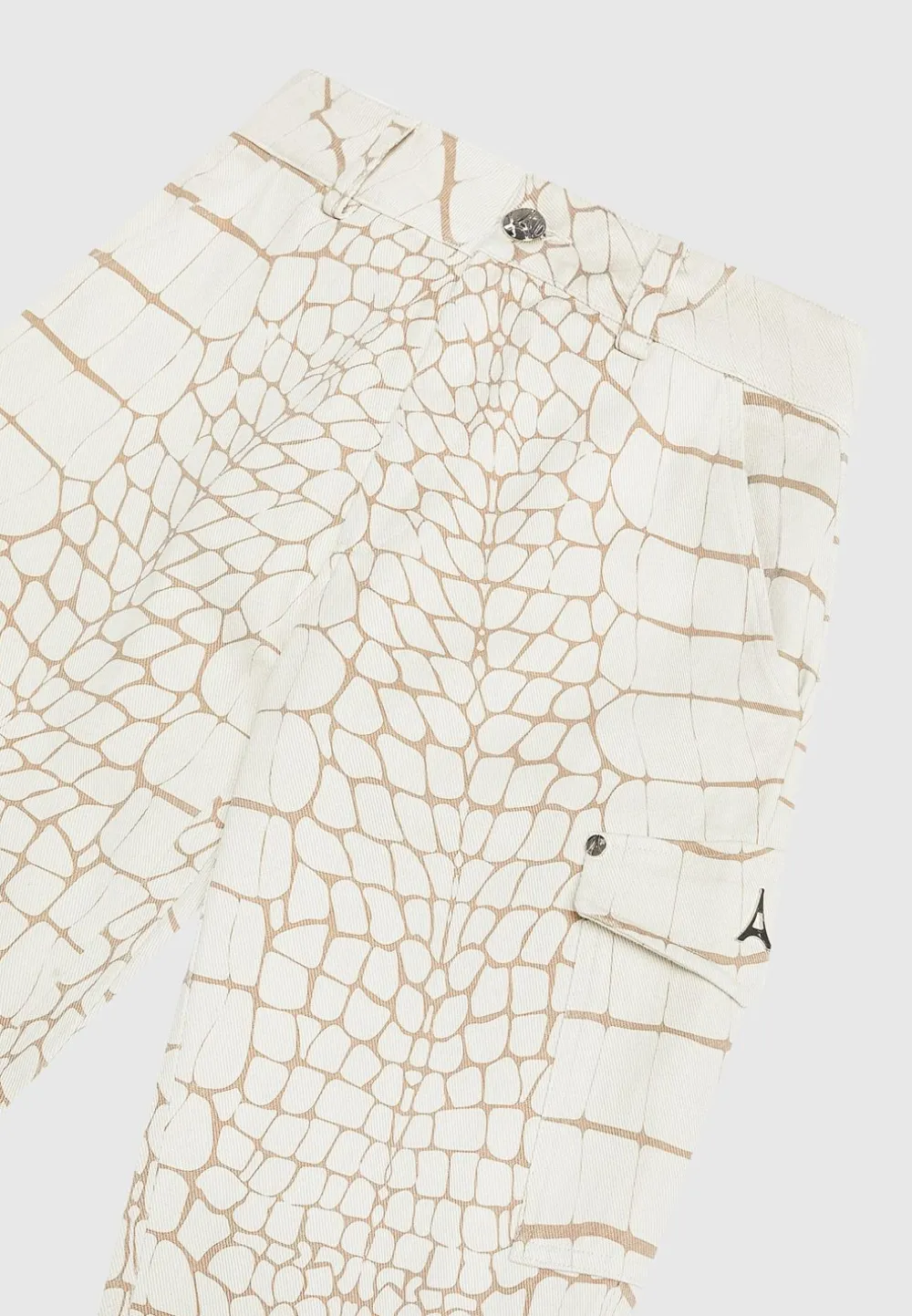 Mid Rise Croc Print Cargo Pants