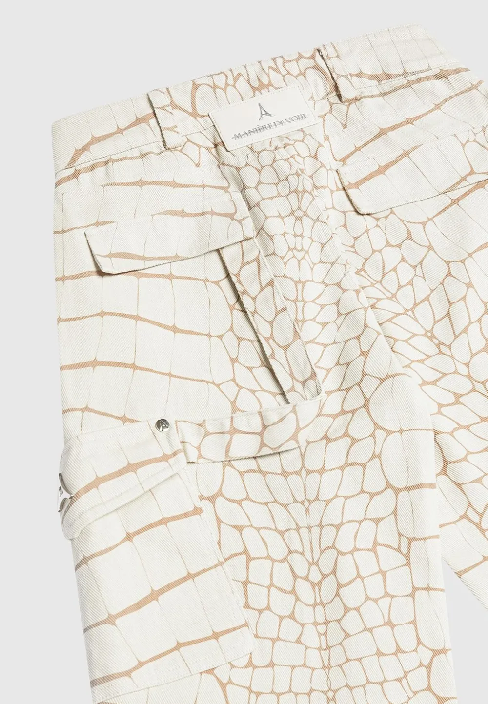 Mid Rise Croc Print Cargo Pants