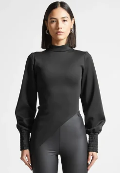 Mock Neck Asymmetric Top