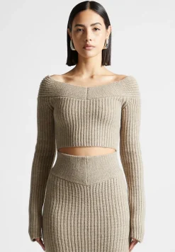 Off Shoulder Knit Crop Top