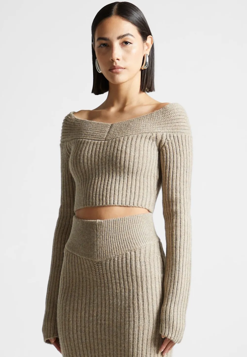 Off Shoulder Knit Crop Top