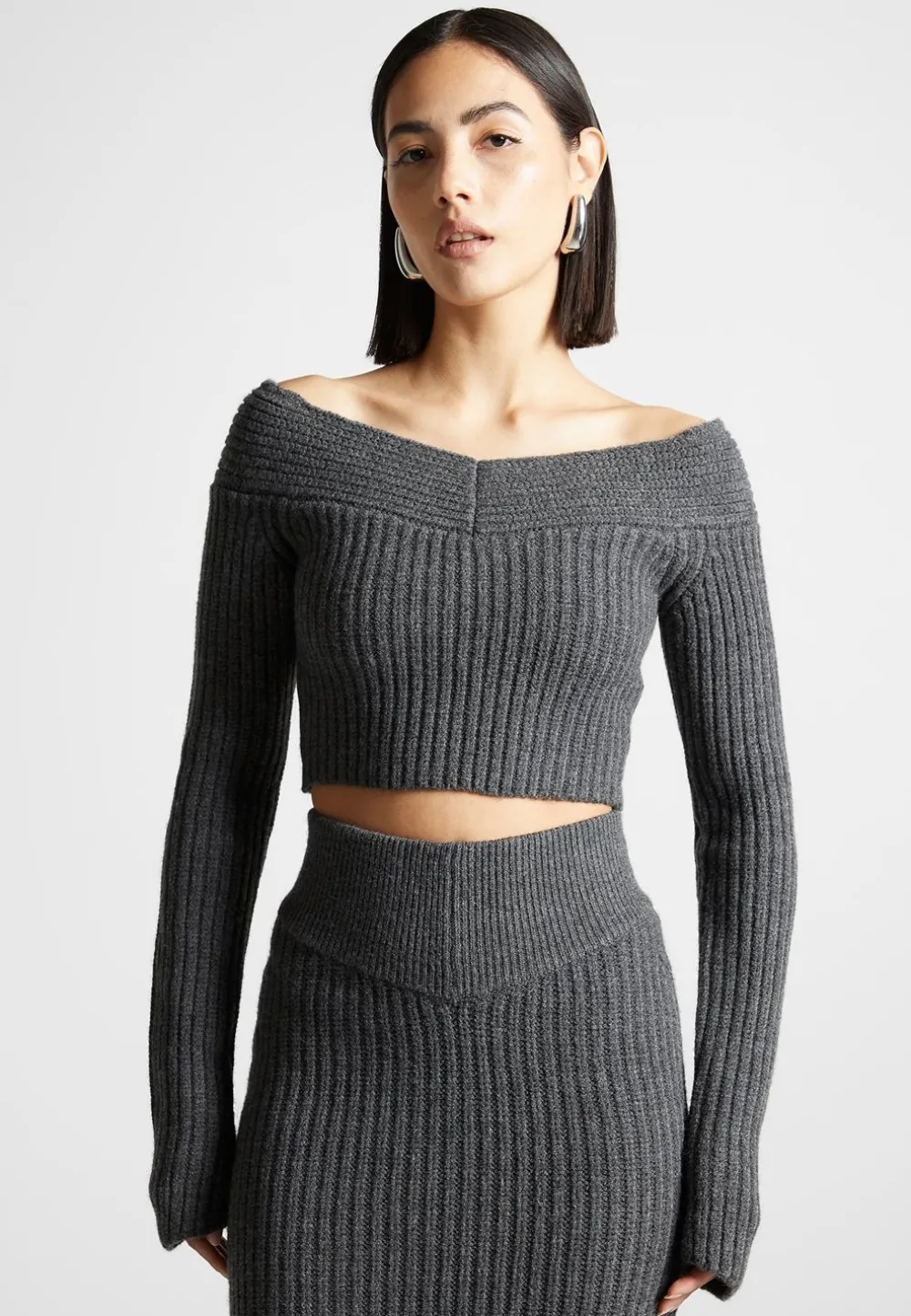 Off Shoulder Knit Crop Top