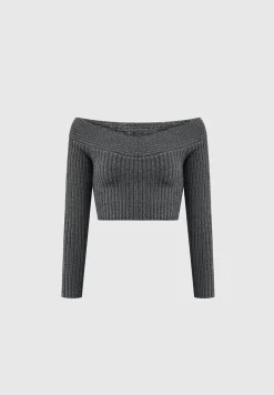 Off Shoulder Knit Crop Top