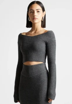 Off Shoulder Knit Crop Top