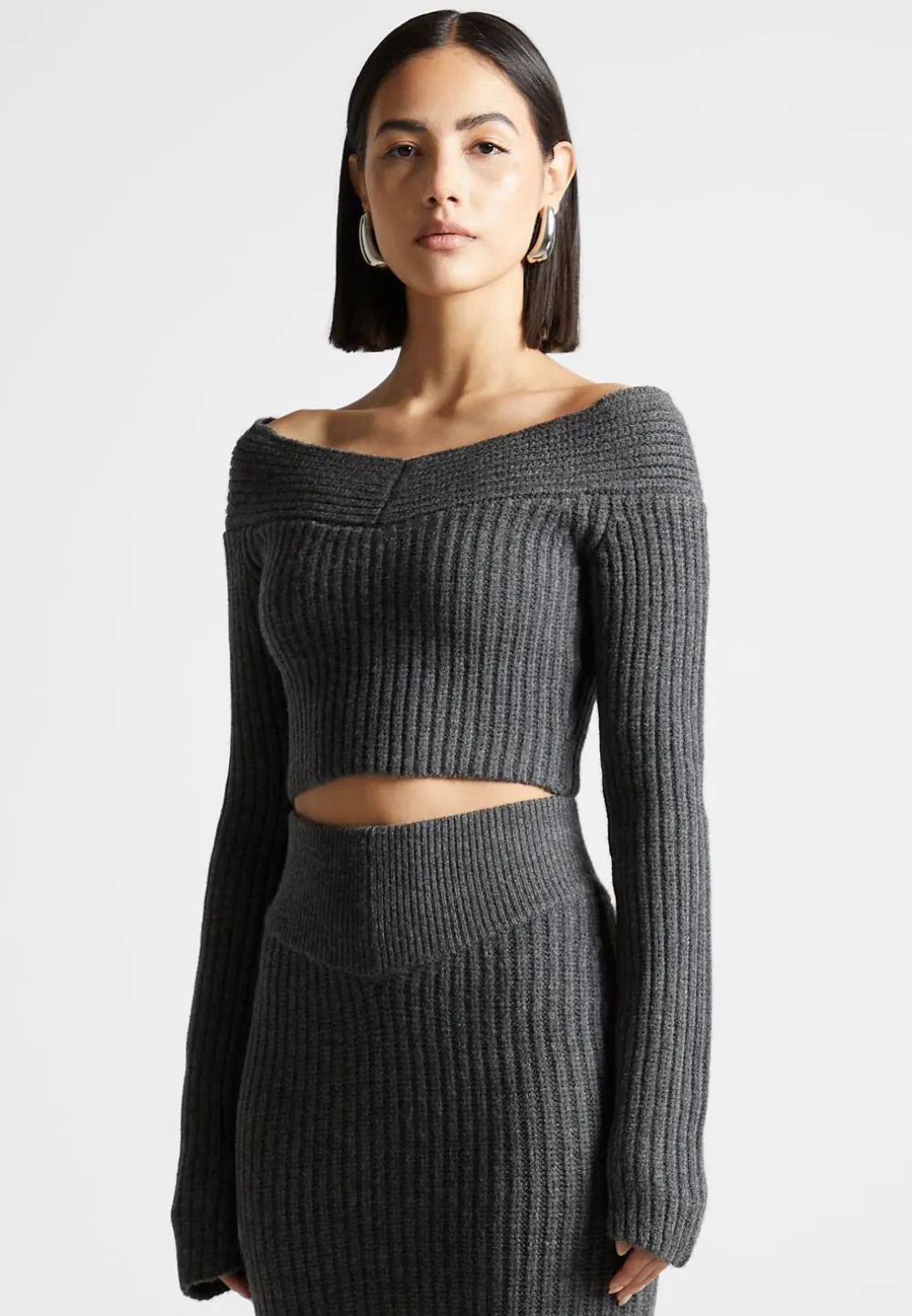 Off Shoulder Knit Crop Top