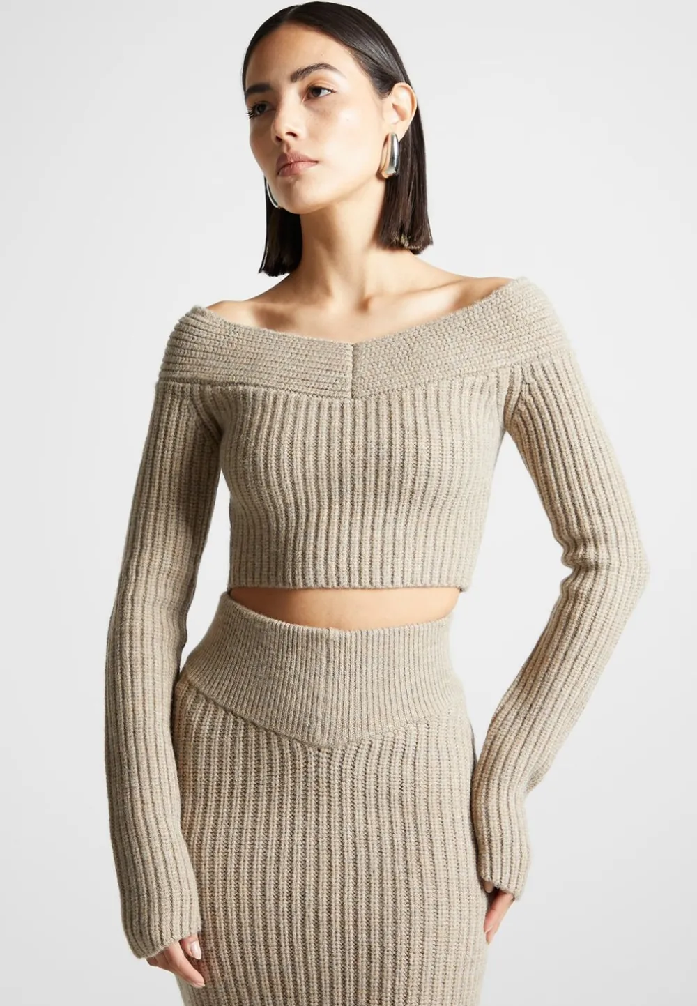Off Shoulder Knit Crop Top