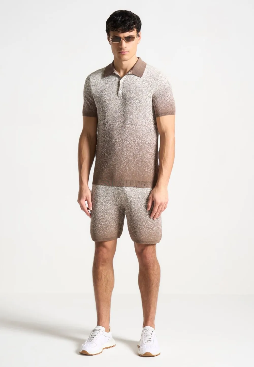 Ombre Knit Shorts - Taupe/White