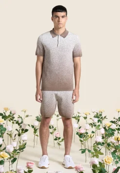 Ombre Knit Shorts - Taupe/White